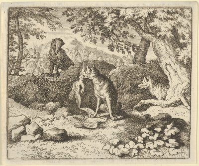 Grævlingen skynder sig at advare Renard om Løvens hensigt, 1650-75. af Allart van Everdingen