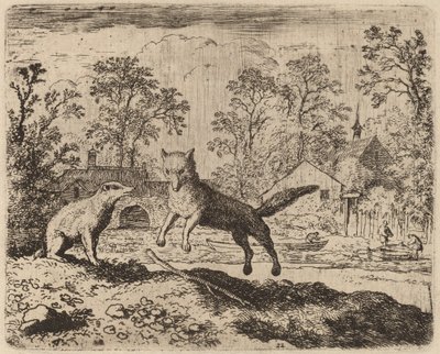 Grævlingen pålægger Reynard en bod, sandsynligvis ca. 16451656. af Allart van Everdingen