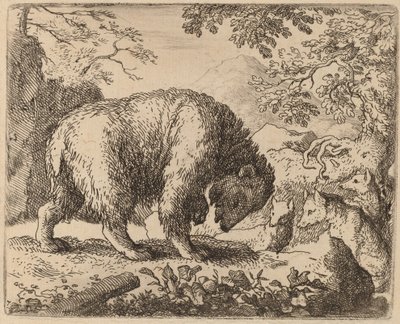 Bjørnen distraheret med snak om honning, sandsynligvis ca. 16451656. af Allart van Everdingen