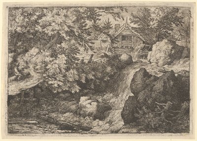 Kaskaden nær vandmøllen, 1600-tallet. af Allart van Everdingen