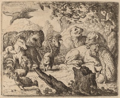 Løven bekendtgør en fred, sandsynligvis ca. 16451656. af Allart van Everdingen