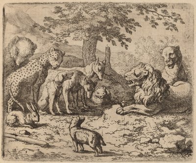 Løven søger råd, sandsynligvis ca. 16451656. af Allart van Everdingen