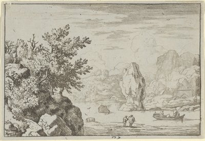 Klippen i midten af floden, 1600-tallet. af Allart van Everdingen