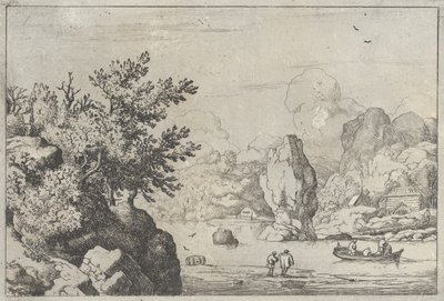 Klippen i midten af floden, 1600-tallet., 1600-tallet. af Allart van Everdingen