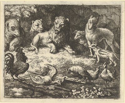 Hanen anklager Renard for at myrde sin kylling, 1650-75. af Allart van Everdingen
