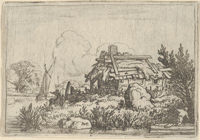 Det ødelagte sommerhus, omgivet af vand, 1600-tallet. af Allart van Everdingen