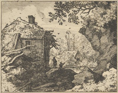 Halmhytten set bagfra, 1600-tallet. af Allart van Everdingen