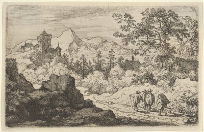 De tre mænd og portneren, 1600-tallet. af Allart van Everdingen