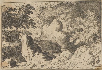 De tre mænd på klippen, 1600-tallet. af Allart van Everdingen