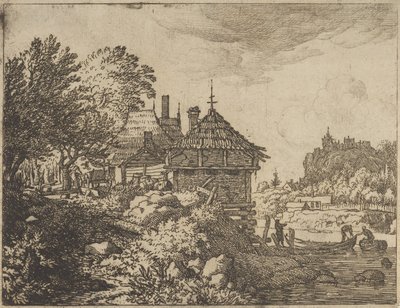 De to både nærmer sig en hytte, 1600-tallet. af Allart van Everdingen