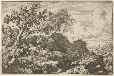 De to bønder, der sidder på bakken, 1600-tallet. af Allart van Everdingen