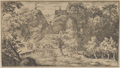 Vandmøllen ved foden af bjerget, 1600-tallet. af Allart van Everdingen