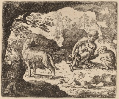 Ulven og aberne, sandsynligvis ca. 16451656. af Allart van Everdingen