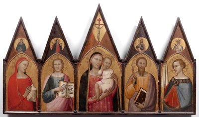 Madonna og barn med hellige. af Allegretto Nuzi