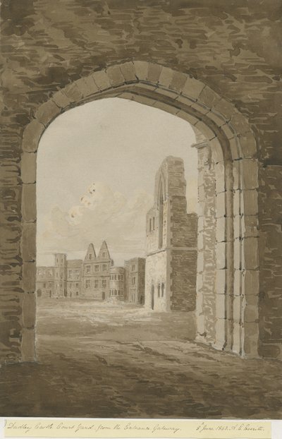 Dudley Castle - The Keep: rød-sepia-tegning, 8. juni 1843 af Allen Edward Everitt