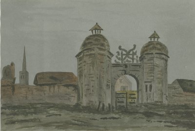 Hamstall Ridware Hall - Porters" Lodge: akvarelmaleri, og [1824-1882] af Allen Edward Everitt