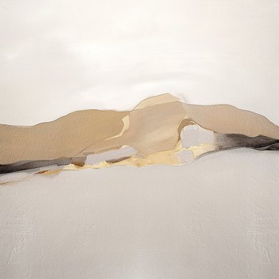 Guldfarvet abstrakt landskab af Alma