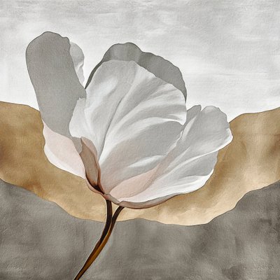 Hvid blomst, guld, abstrakt af Alma