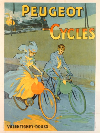 Plakat, der reklamerer for Peugeot-cykler (farve litho) af Almery Lobel-Riche