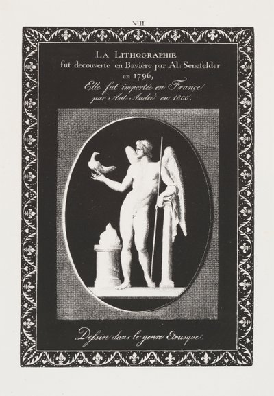 Litografiens kunst: Dedikationsark, tavle VII af Alois Senefelder