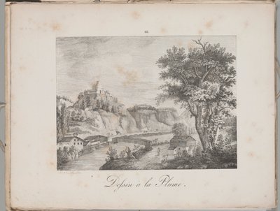 Litografiens kunst: Landeck in Tirol, tavle III af Alois Senefelder