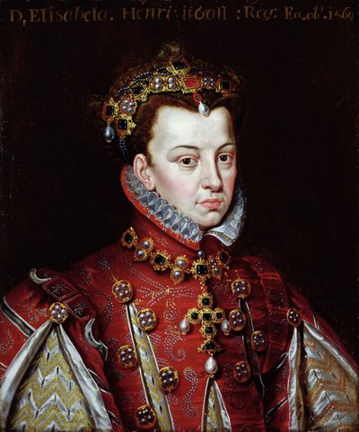 Portræt af Elizabeth de Valois (1545-68) Dronning af Spanien (olie på lærred) af Alonso (studio of) Sanchez Coello