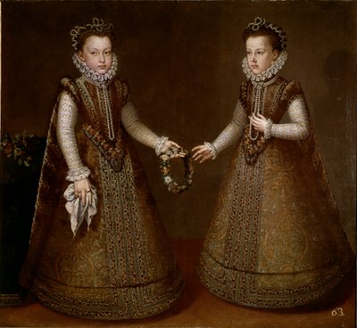 Portræt af Isabella og Catherine, døtre af kong Filip II (1527-1598) af Spanien Maleri af Alonso Sanchez-Coello (Sanchez Coello) (ca. 1531-1588) 1570 omkring Madrid, Prado Museum af Alonso Sánchez Coello