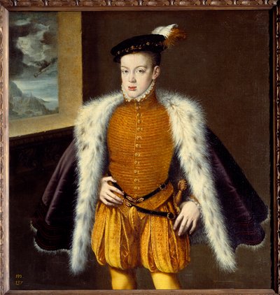 Portræt af prins Don Carlos (1545-1568) søn af Philip II. Maleri af Alonso Sanchez Coello (1531-1588) Ec. Esp. af Alonso Sánchez Coello