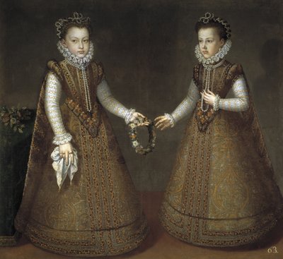 Infantas Isabel Clara Eugenia 1566-1633 og Catherine Michelle af Spanien 1567-1597, ca. 1575 af Alonso Sánchez Coello