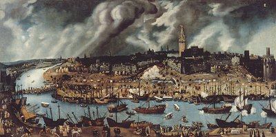 Havnen i Sevilla, ca. 1590 af Alonso attr. to Sanchez Coello