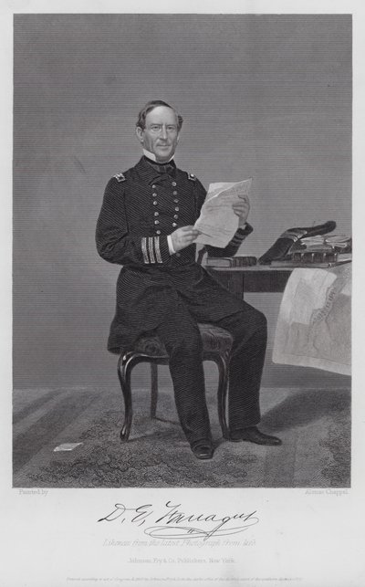 David Glascoe Farragut (gravering) af Alonzo (after) Chappel