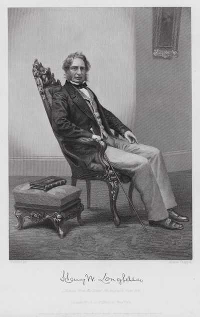 Henry Wadsworth Longfellow (gravering) af Alonzo (after) Chappel