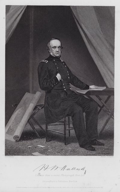 Henry Wager Halleck (gravering) af Alonzo (after) Chappel