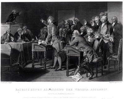 Patrick Henry taler til Virginia-forsamlingen, marts 1775 indgraveret af Henry Bryan Hall (1808-84), 1856 af Alonzo Chappel