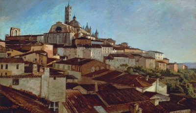 Siena, af Alfonso Hollaender (1845-1923), olie på lærred på pap, 31x51 5 cm af Alphons Hollaender