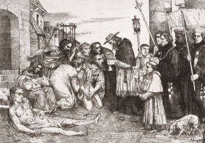Pestofre i Rom (kobberstik) af Alphonse (after) Legros