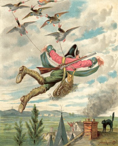 Baron Munchausens eventyr (chromolitho) af Alphonse Adolphe Bichard
