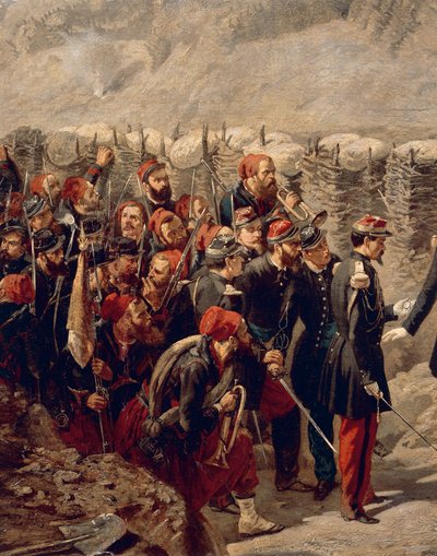 Marshal Patrice MacMahon med Zouaves i Malakoff af Alphonse Antoine Aillaud