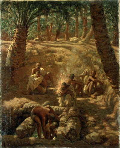 Berbers at an Oasis Well (olie på lærred) af Alphonse Etienne Dinet