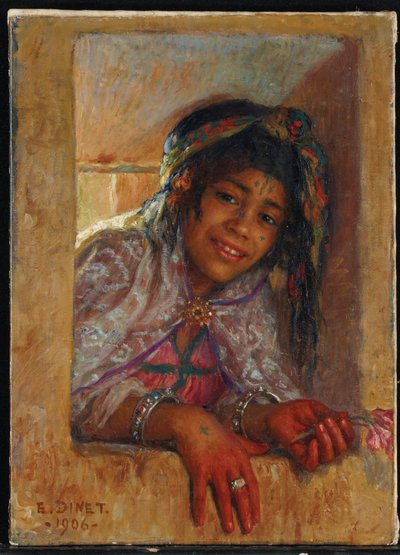 Pige ved vinduet af Alphonse Etienne Dinet