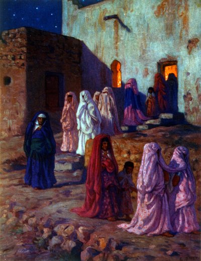 Illustration, der viser muslimske arabiske kvinder, der fejrer 