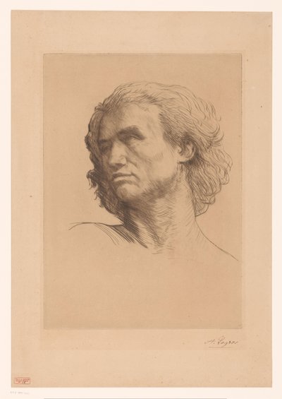 Hovedet på en mand af Alphonse Legros (signed by artist)
