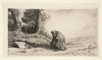 En vagabond rykker frem ad en bane af Alphonse Legros