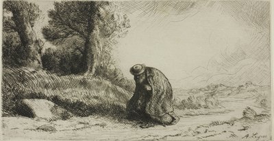 En vagabond, der går langs en bane af Alphonse Legros