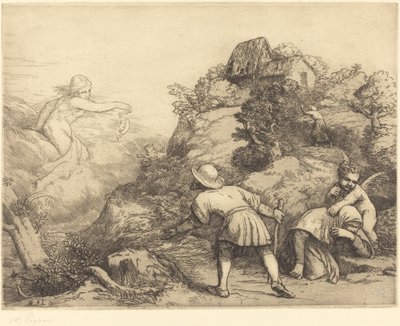 Allegori om bonden og formuen: Allegorisk emne af Alphonse Legros