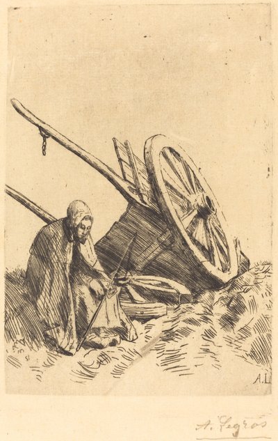 Broken Cart Den ødelagte vogn. af Alphonse Legros