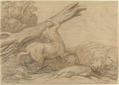 Kentaur, der bærer en træstamme af Alphonse Legros