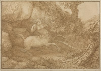Centaur Woman (pen og brunt blæk over grafit på vævet papir) af Alphonse Legros
