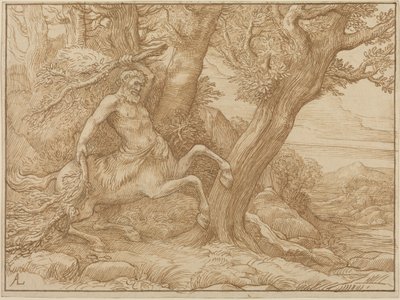Kentaur med grene (pen og brunt blæk på vævet papir) af Alphonse Legros