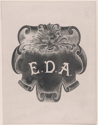 Modbevis for et aftryk fra en navneplade til Edward D. Adams, ca. 1892. af Alphonse Legros